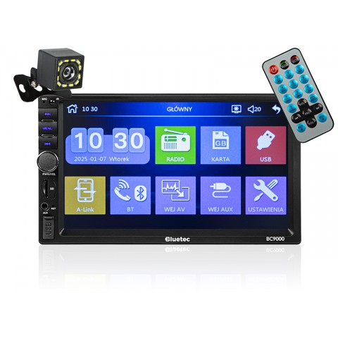 Automagnetola 2DIN, 7" MP3, MP5, microSD, AUX, USB, Bluetooth Bluetec BC9000